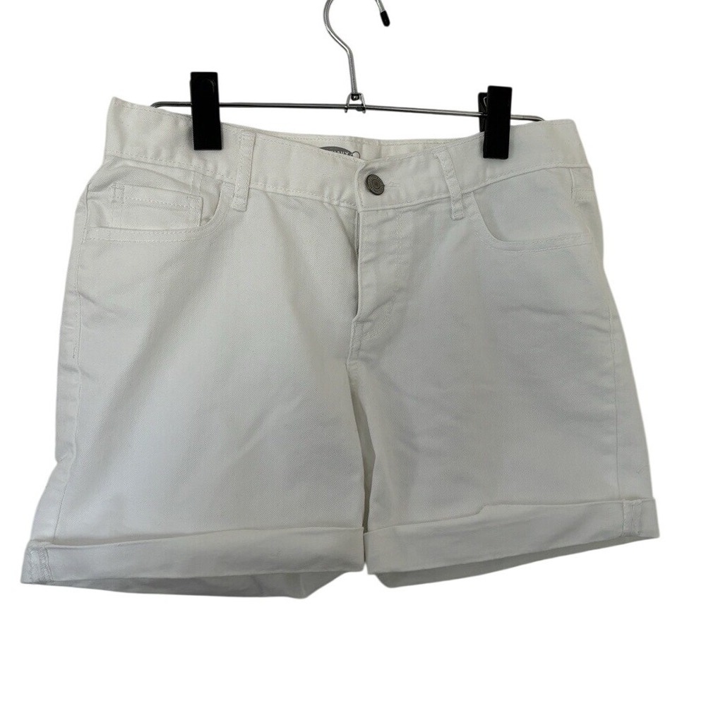 Old‎ Navy Sweetheart White Denim Cuffed Shorts Womens Size 4 Regular Stretch